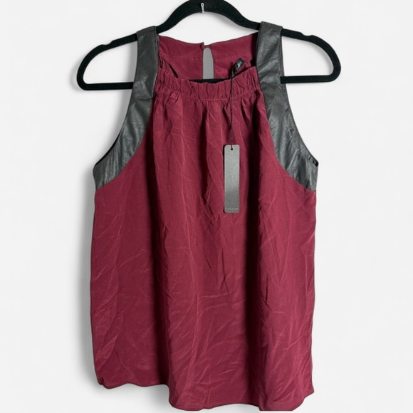 Krisa from Revolve Silk and Faux Leather look Sleeveless blouse Size XS - Picture 1 of 4